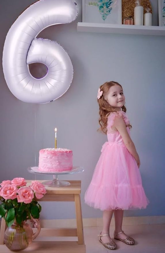 Number 6 Foil Balloon 40 Inch – Cream & Purple Mylar Number Balloon for Birthday, Graduation & Anniversary