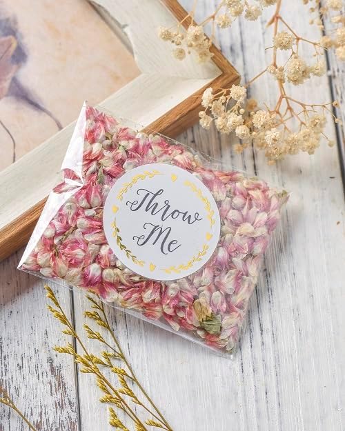 RainbowPana 12 Pack Biodegradable Confetti, Dried Flower Petals, Biodegradable Flower Petals for Weddings, Wedding Send Off Ideas, Flower Confetti, Wedding Exit Ideas - Pink