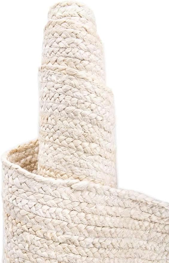Handwoven Natural Jute Table Runner – Rustic Farmhouse Style, Natural Burlap Look – Eco-Friendly Table Decor for Dining Table, Weddings & Events,Size-14 x 96 Inches-White