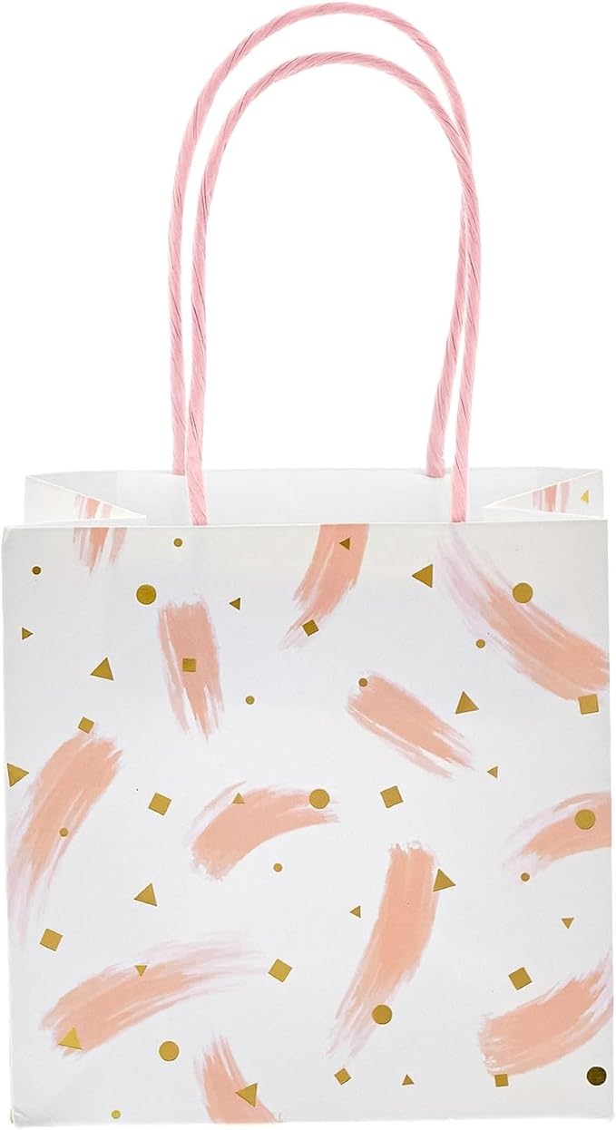 Sparkle and Bash Party Favor Bags with Handles - 12-Pack, 5 x 5 x 3 In, Pink Floral & Animal Assortment - Mini Gift Bags for Jewelry, Candies & Small Favors