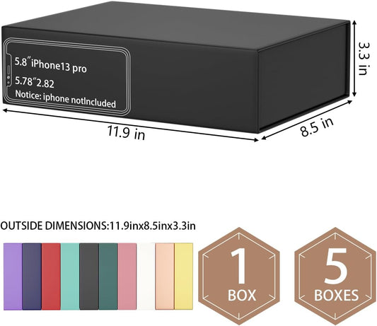 Black Gift Box 11.9" x 8.5" x 3.3" with Magnetic Closure Lid Gifts Boxe for Presents,Bridesmaid Gift Boxes,Cute Box,Birthday Gifts Boxe,Luxury for Gift Packaging, Magnetic Gifts Boxes for Wrapping Gift