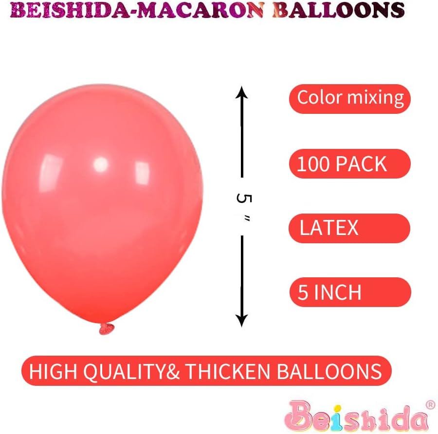 BEISHIDA 100 pcs 5 Inch Multicolored Balloons Pastel Mini Balloons Assorted Color Balloons Mixed Color Macaron Latex Balloons Rainbow for Birthday Wedding Engagement Anniversary Arch Party Decoration