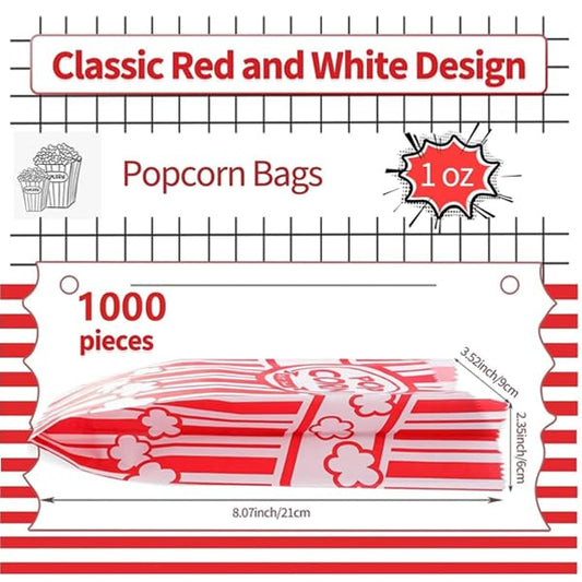 VOISEN Paper Popcorn Bags,1000 Packs 1oz Popcorn Bag Individual Servings, Pop Corn Bag Bulk for Poporn Machine,Movie Nights Pop Corn Bags