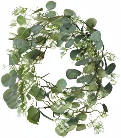 2 Pack Artificial Eucalyptus Garland with Baby Breath Flowers 5.57Ft Faux Gypsophila Vine Hanging for Wedding Arch Garden Porch