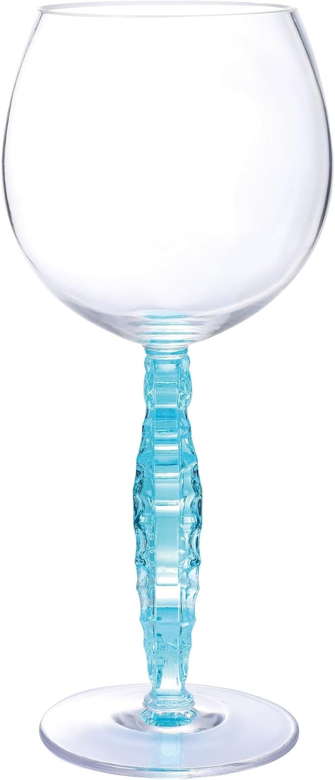 Supreme Housewares Seahorse Stem Wine Glasses, Blue Seahorse-Shaped Reusable Shatterproof Acrylic Glass for Red or White Wine, Poolside, Outdoors, Parties, 18 oz, Set of 2