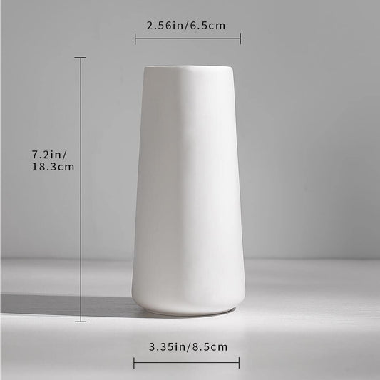 Ceramic Vases - Nordic Minimalism Style Decoration, Elegant Vase for Mantel, Table, Living Room Decoration, White Modern Geometric Decorative Flowers Vases for Home Decor