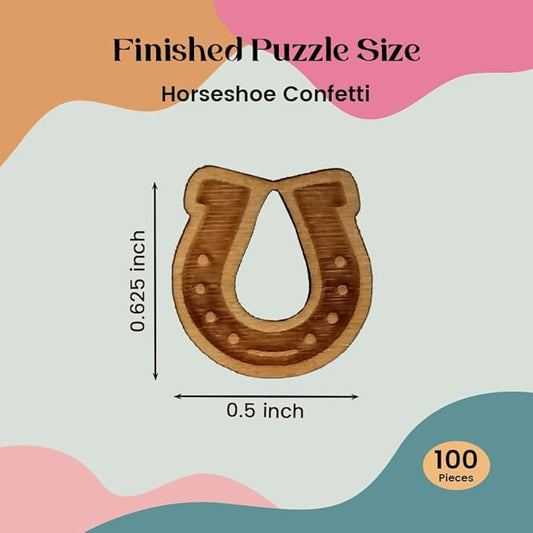 Confetti - Engraved Wood - Rustic Wooden Wedding Decor Party Table Scatter Decorations (Horseshoe)