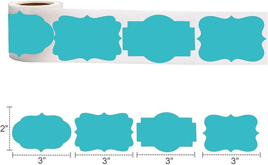 SALEMAR 2" x 3" Cyan Blue Sticker Labels, 200PCS Self-Adhesive Write On Tags for Essential Oil, Bottles, Food, Jars, Canning, Christmas (Cyan Blue)