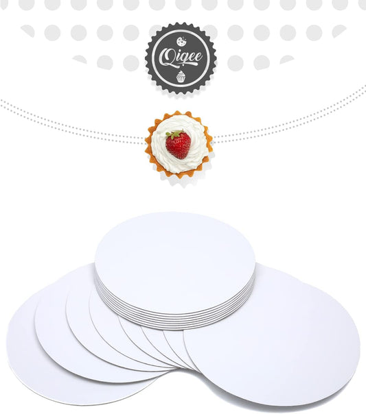 qiqee 70-Packs White Cake Boards Round 10 Inch Circles Rounds Base Food-Grade Cardboard Cake Plate(Thinner But Stronger)