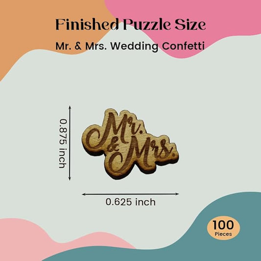 Confetti - Engraved Wood - Rustic Wooden Wedding Decor Party Table Scatter Decorations (Mr. & Mrs.)
