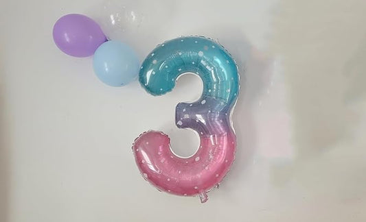 Numbers Balloon 3, 40 Inch Large Pink Purple Blue Balloon for Three Year Old Birthday Decor, 3 13 30 31 Birthday Party Decorations for Wedding Supplies