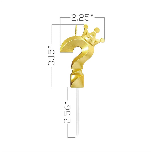 Question Mark ? Birthday Candle All Years Old Happy Birthday Number Candles Cake Topper Decorations 3D Crown (Crown-?, Gold)