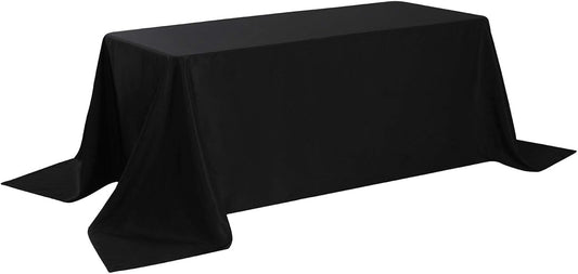 Rectangle Tablecloth 90x132 inch Washable Polyester Fabric Table Cloth for Wedding Party Dining Banquet Decoration(90x132, Black)