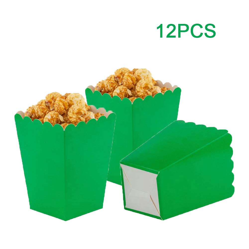 Green Popcorn Boxes Mini Paper Popcorn Box Cardboard Popcorn Container for Party, Pack of 12