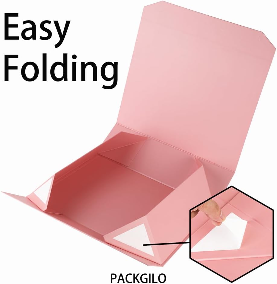 Pink Extra Large Gift Box with Lid 1 Pcs 19x16x6 Inches, Gift Box large Pink Gift Boxes for Presents Clothes Robe Wedding Dress Sweater,Reusable Foldable Bridesmaid Proposal Box(Matte)