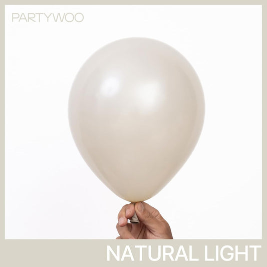 PartyWoo Pearl Beige Balloons 140pcs Different Sizes Pack of 18 12 10 5 Inch Off White Sand Cream Ivory Balloon Arch Kit Garland for Wedding Bridal Baby Shower Birthday Party Decorations White-Z41