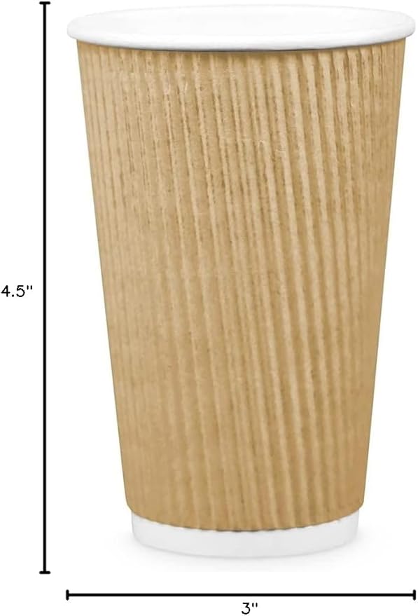 Ripple Paper Cups 16 oz 200 Pack for Coffee & Tea Made in USA | Bulk 200 Count for Home, Office, Restaurants & Coffee Shops | Recyclable, Insulated, & Disposable 16 Ounce To-Go Cups for Hot Beverages