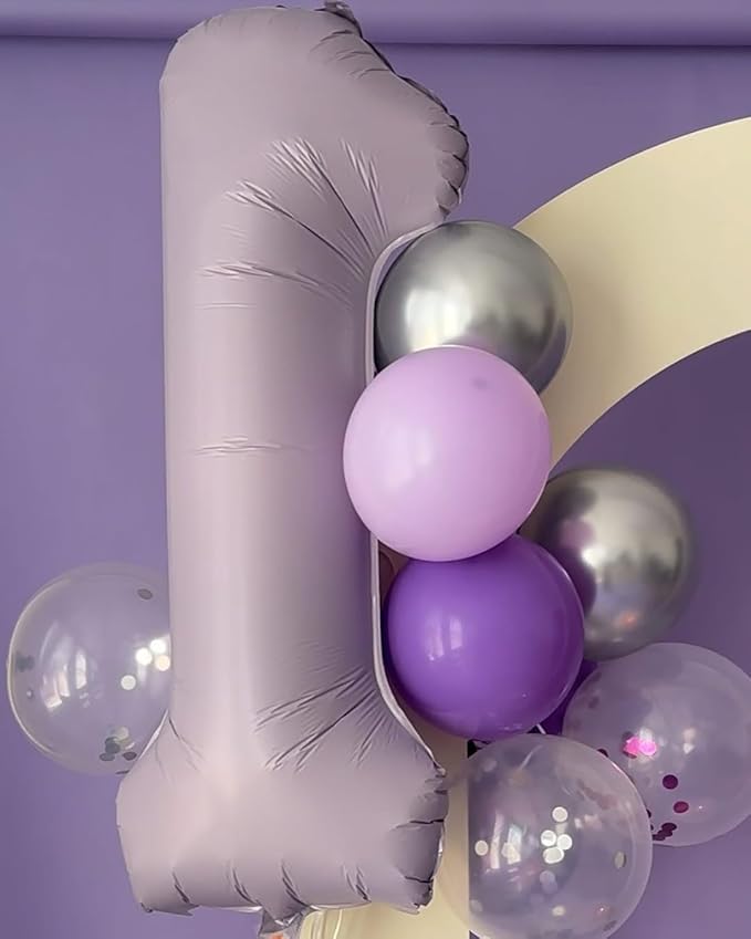 Lilac 3 Balloon, Number Balloons 40 Inch, Lavender 3rd Birthday Decorations for Kids Girls Women Party Supplies for Party Decorations, Number 3 Balloon