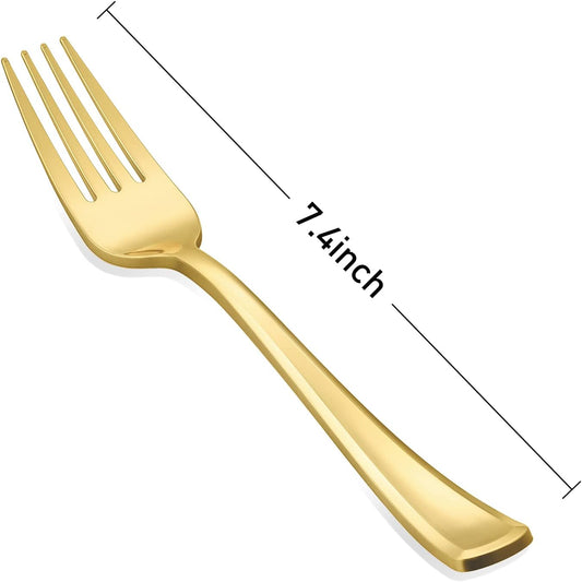 N9R Gold Plastic Forks 72Pcs – Heavy Duty Disposable Flatware for Parties, Weddings & Everyday Use