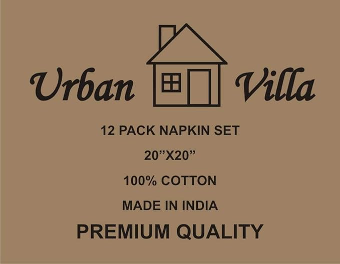 Urban Villa Cloth Napkins Set of 12 20x20 Inches 100% Cotton Napkins Cloth Washable Durable Reusable Absorbent Table Dinner Napkins Cloth for Hotel Lunch Restaurant Weddings Parties Multi Checks