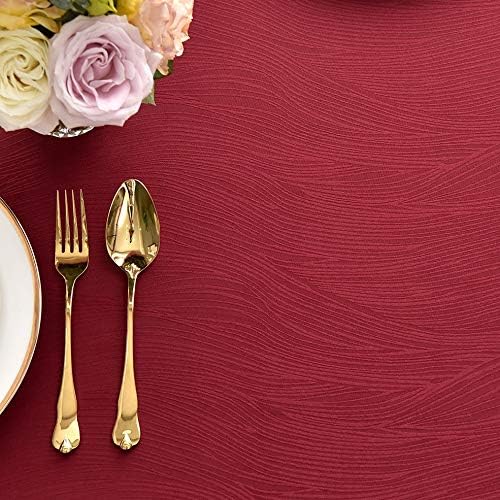 maxmill Jacquard Table Cloth Swirl Design Waterproof Antiwrinkle Heavy Weight Soft Tablecloths for Circular Table Cover and Kitchen Dinning Tabletop Square 60 x 60 Inch Red