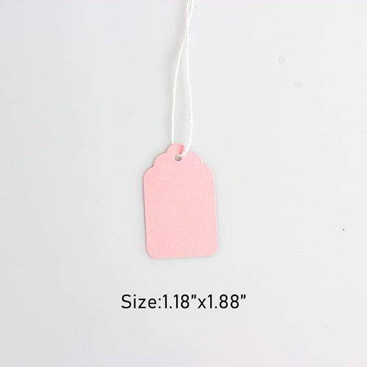 500 Pack Pink Hang Tags with White Cotton Strings Attached –1.88inch x 1.18inch – Bulk Clothing Tags for Retail, Crafting, Events, and Product Branding