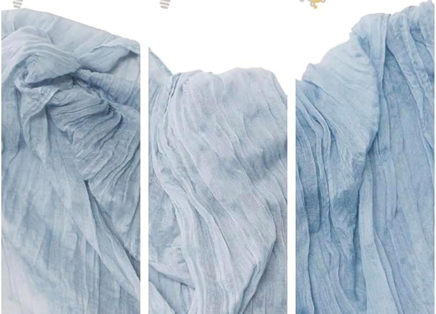 FEXIA 3 Pack Dusty Blue Table Runner 35x120 Inches for Baby Shower Decoration Gauze Rustic Table Runner for Wedding Party First Communion Centerpiece Engagement Bridal Shower Boho Decoration
