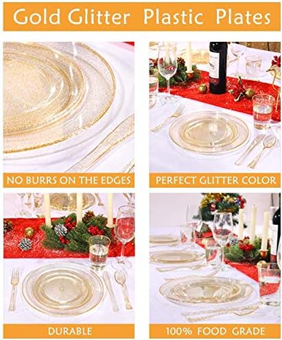 Liacere 60Pieces Gold Plastic Bowls-Disposable Gold Glitter Dessert Bowls-12OZ Premium Plastic Soup Bowls for Wedding &Parties & Fall Decor
