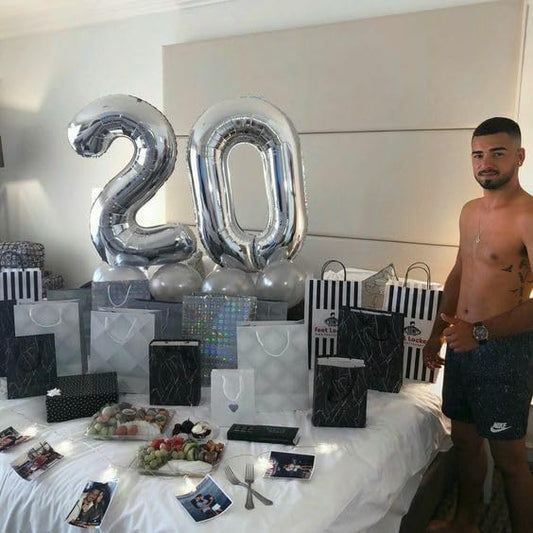 Silver Number 20 Balloon 40 inch, 20 Number Balloons, 20th Silver Birthday Decorations for Girls Boys Kids, 20 Year Old Silver Party Supplies