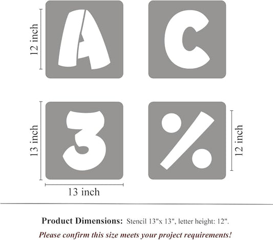 REOLAN 12 Inch Letter Stencils for Painting - 42 Pack Alphabet Letter and Number Stencil Templates with Signs for Painting, Reusable Letters and Numbers Stencils for Chalkboard Wood Signs & Wall Art