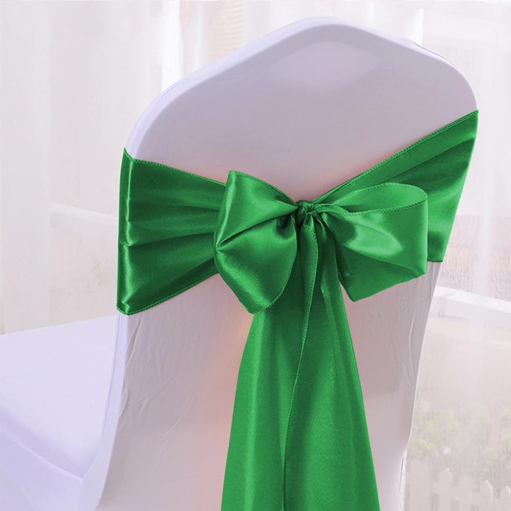 12 Pack Satin Table Runner 12 x 108 Inch Long Satin Table Runners for Wedding Banquet Graduations Birthday Party Decoration (Emerald Green)