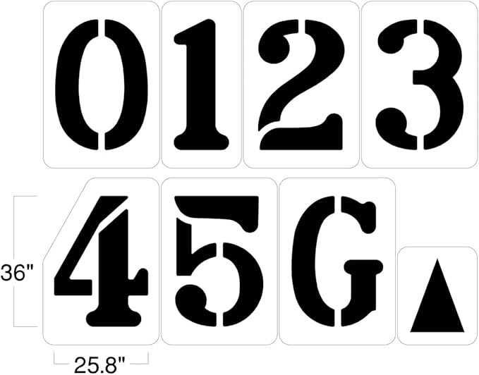 72" Football Field Number Stencil Kit | Part#: 10000222 | Ideal for Painting Yardage Numbers | Includes Numbers 0 Thru 5, G & 1 Directional Arrow | Durable 1/8" PolyTough Lifetime | Made in USA