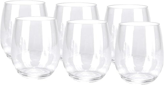 Set of 6 Acrylic Wine Glasses, 20-ounce Plastic Tumbler for Party Use,BPA Free,Dishwasher Safe (Clear color)