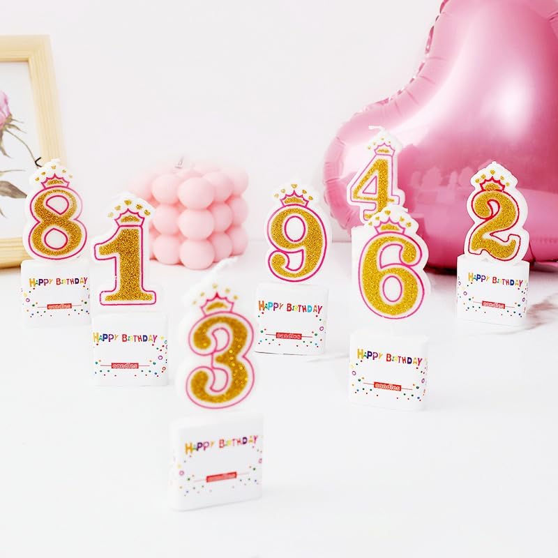 Birthday Number Candles, Number 6 Pink Giltter Candles for Cake, Candle Cake Topper with Sequins for Anniversary Celebrations Supplies (Number 6)