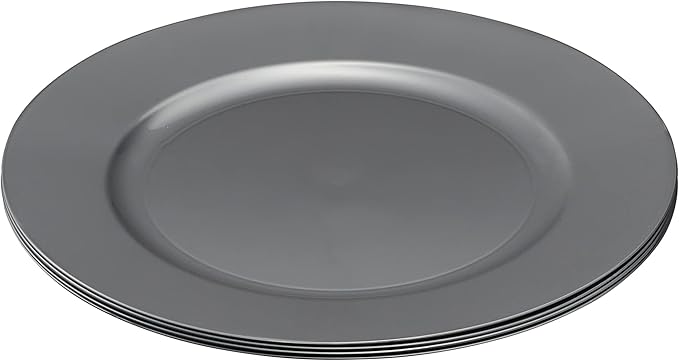 13'' Party Chargers Large Plates & Platters Great for Elegant Party's Weddings Tableware Great for Serving dish Silver Pack of 12