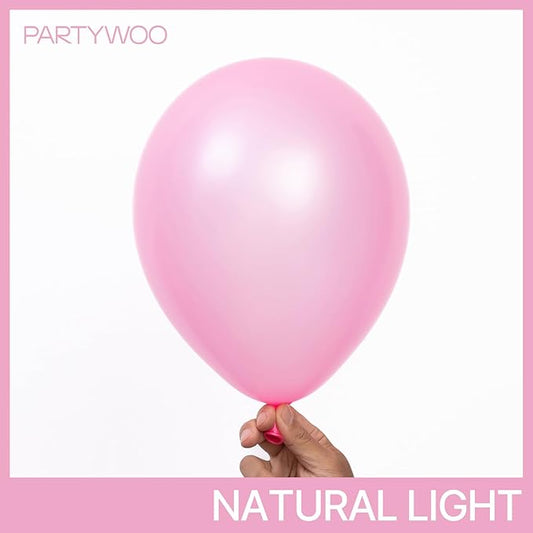 PartyWoo Pearl Pink Balloons 140pcs Different Sizes of 18 12 10 5 Inch Light Pastel Baby Pink Balloon Arch Kit Garland for Girl Baby Shower Princess Gender Reveal Birthday Party Decorations Pink-Z44