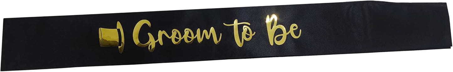 Agrifilm Groom to Be Sash and Bride to Be Sash Kit, Bachelorette Sashes for Bachelorette Party Supplies Bachelor Engagement Bridal Shower (Black+Gold)