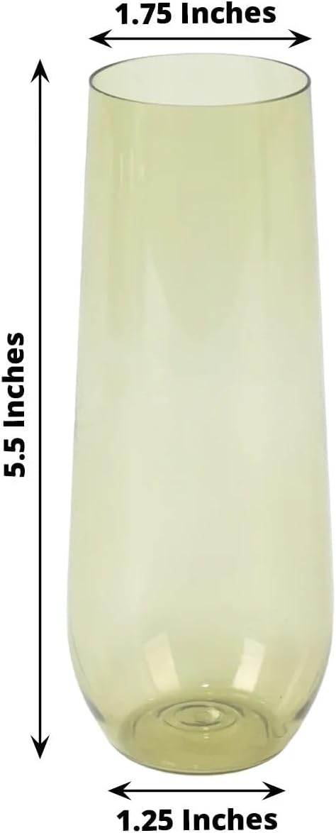 Efavormart 12 Pack Plastic Champagne Flutes in Transparent Dusty Sage Green, Reusable Lightweight Champagne Glass 9oz