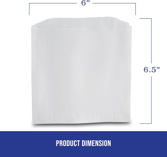 MT Products White Wax Cookie Bags 6" x 6.5" - Grease Resistant Paper Bakery Bags - Pack of 150