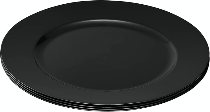13'' Black Party Chargers Large Plates & Platters Great for Elegant Party's Weddings Tableware Great for Serving dish Black, Pac of 6