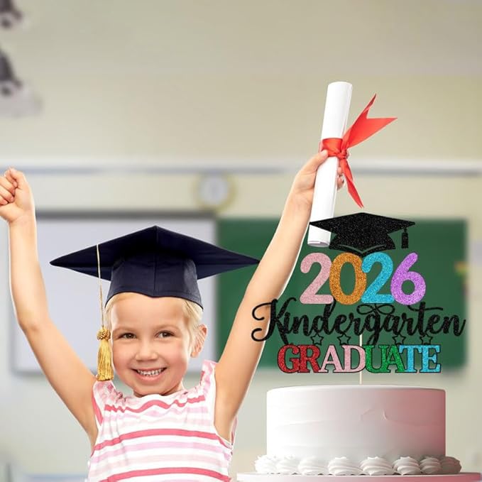 Kindergarten Grad Cake Topper,2026 Graduation Cake Topper,Peace Out Kindergarten Next Stop 1st Grade cake Decorations,2026 Kindergarten Graduation Party Decorations Supplies