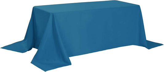 Rectangle Tablecloth 90x132 inch Washable Polyester Fabric Table Cloth for Wedding Party Dining Banquet Decoration(90x132, Mediterranean Blue)