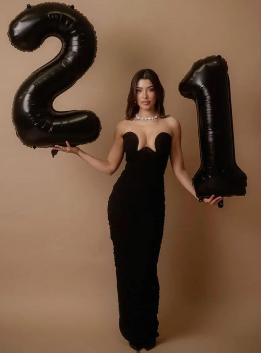 12 Balloon Number 40 Inch, Black Large Number Balloons Birthday Gift for 12 21 Years Old, Maylar Balloon Decorations for Wedding Engagement Graduations Memorial Day's