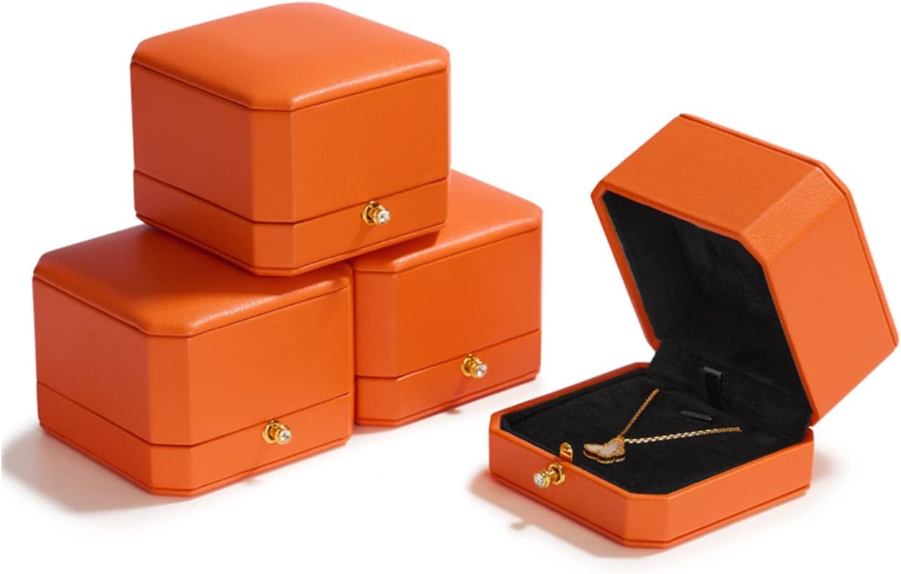 Oirlv Luxury Leather Pendant Necklace Gift Box Jewelry Storage Display Case Anniversary, Engagement, Birthday Necklace Holder
