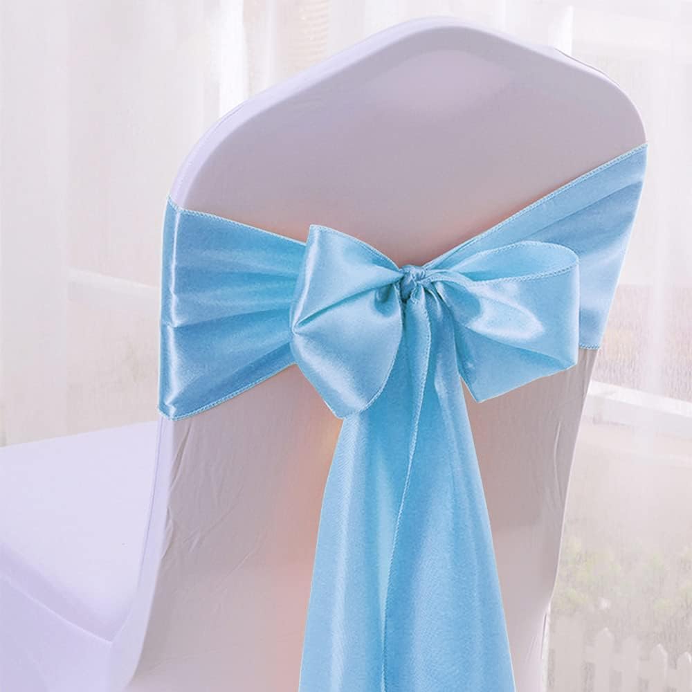 12 Pack Satin Table Runner 12 x 108 Inch Long Satin Table Runners for Wedding Banquet Graduations Birthday Party Decoration (Baby Blue)