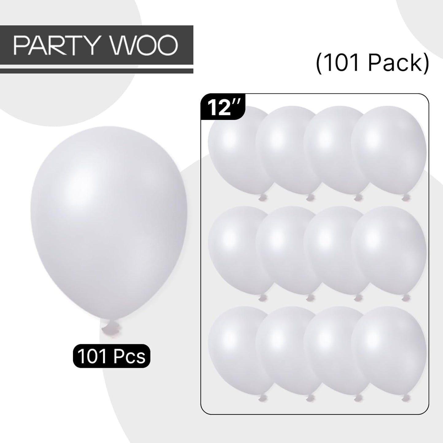 PartyWoo Pearl White Balloons 101 pcs 12 Inch White Latex Balloons for Wedding Bridal Graduation Engagement Baby Shower Gender Reveal Easter Anniversary Birthday Party Decorations White-Z30