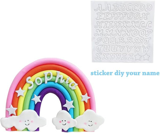 Personalized Rainbow Cake Topper Smiling Could with DIY Name for Boys Girls Birthday Baby Shower