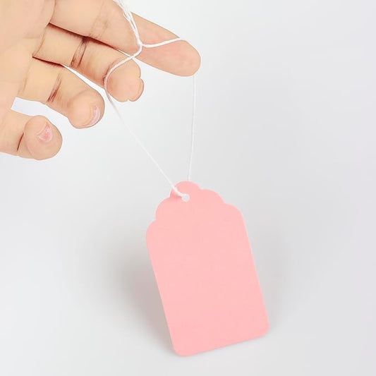 Hang Tags with String Attached,Pack of 500 Price Tags (2.75"x1.57",Pink)