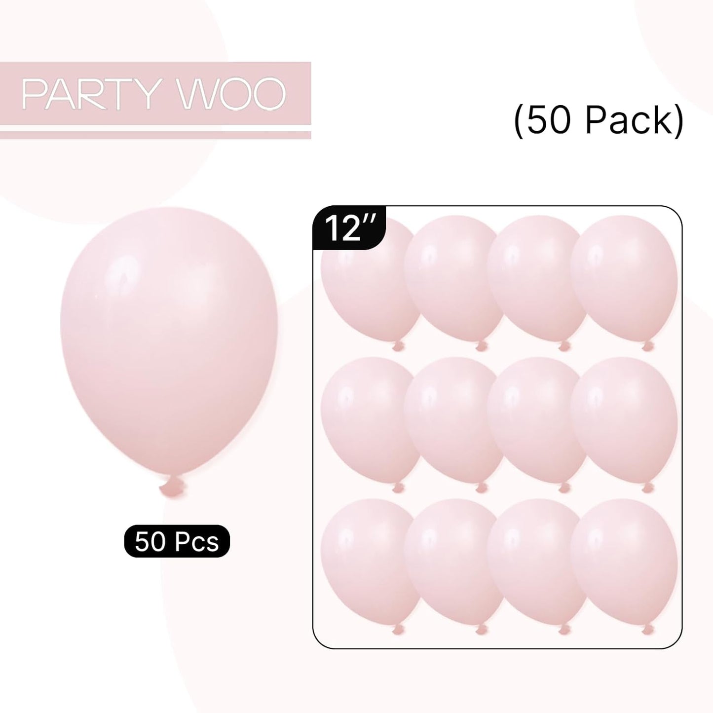 Light Pink Pastel Latex Balloons 50 pcs 12 Inch – Baby Shower, Wedding & Birthday Party Decorations