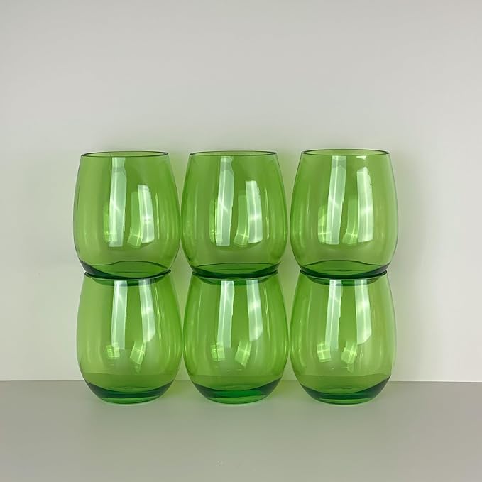 Set of 6 Acrylic Wine Glasses, 20-ounce Plastic Tumbler for Party Use,BPA Free,Dishwasher Safe (Green)